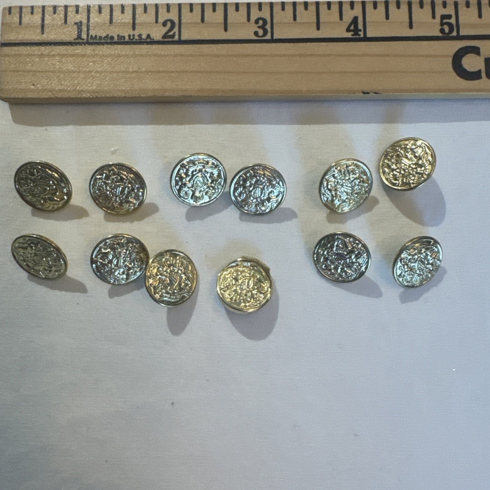 Vintage Lot Of 12 Gold Coat of Arms Shank Buttons: Sewing & Crafting